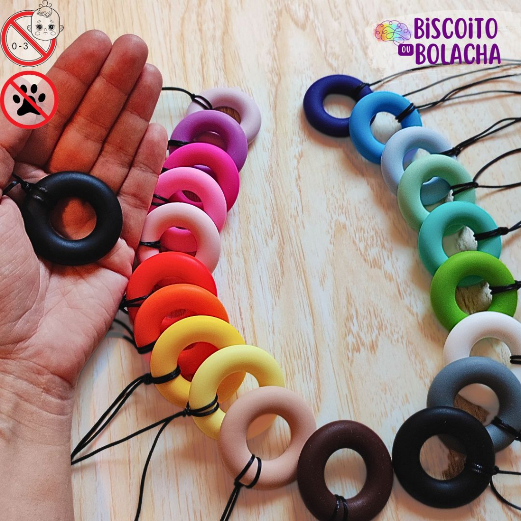 Mordedor sensorial DONUT ROSCA - Colar/KIT (Colar+pingente extra) - Autismo ansiedade roer unha