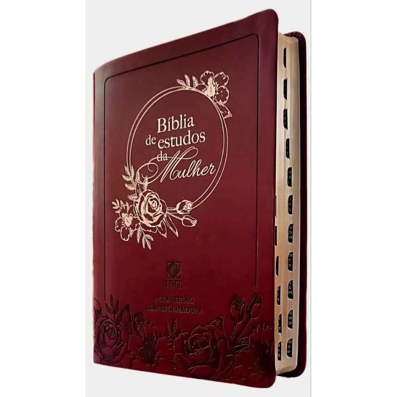 Bíblia de estudos da mulher couro Bordô - Letra Grande