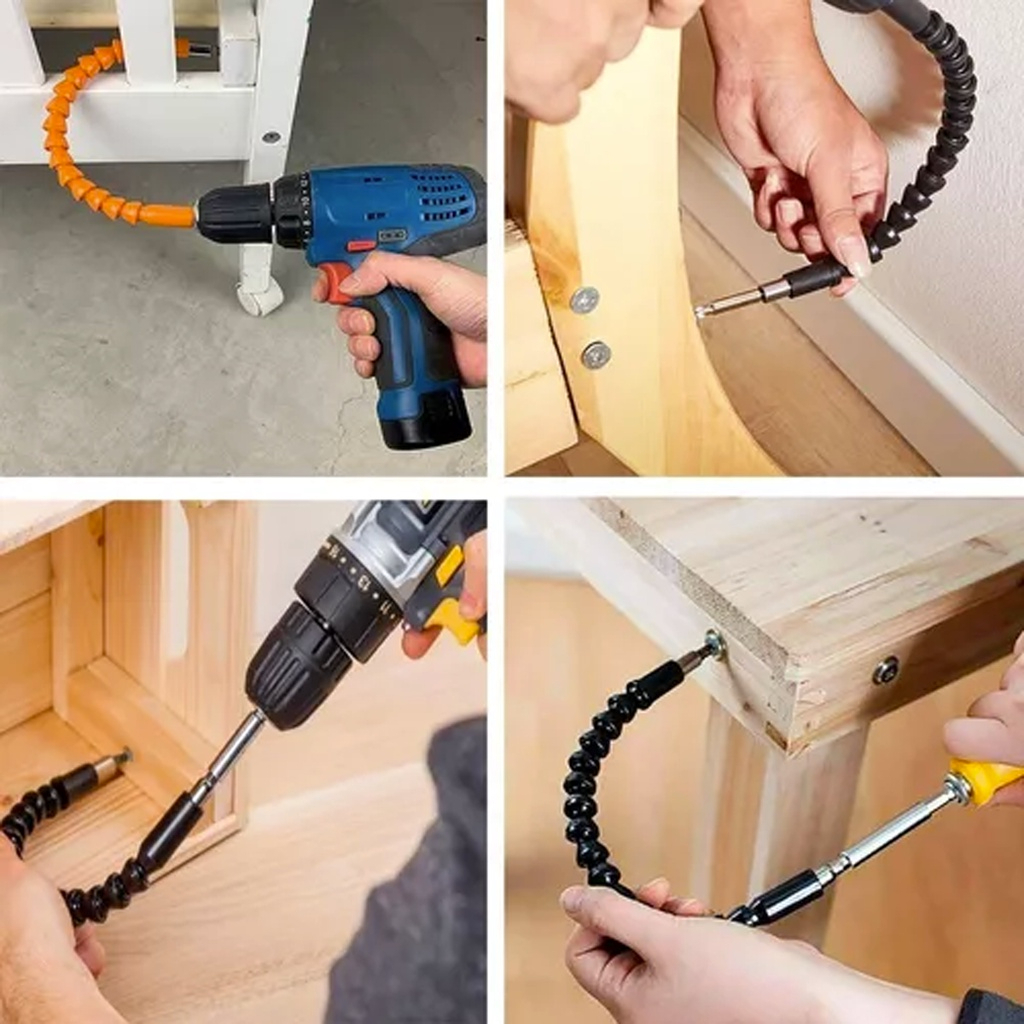 Extensão Eixo Prolongador 1/4 Ferramenta Braço Flexivel 25cm Cabo Extensor Adaptador Parafusadeira com 21 Peças