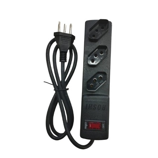 Filtro Linha Régua Extensão Elétrica 3 Tomadas Bivolt Com Proteção Fusível Chave Liga Luz De Led ''COR BEGE*
