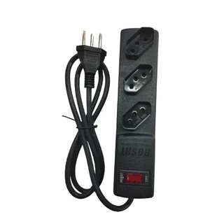 Filtro Linha Régua Extensão Elétrica 3 Tomadas Bivolt Com Proteção Fusível Chave Liga Luz De Led ''COR BEGE*