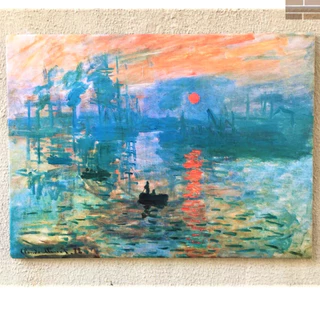 Quadro Claude Monet Amanhecer Verde Nascer do Sol Impressionismo Obras de Artes em Tela Acetinada