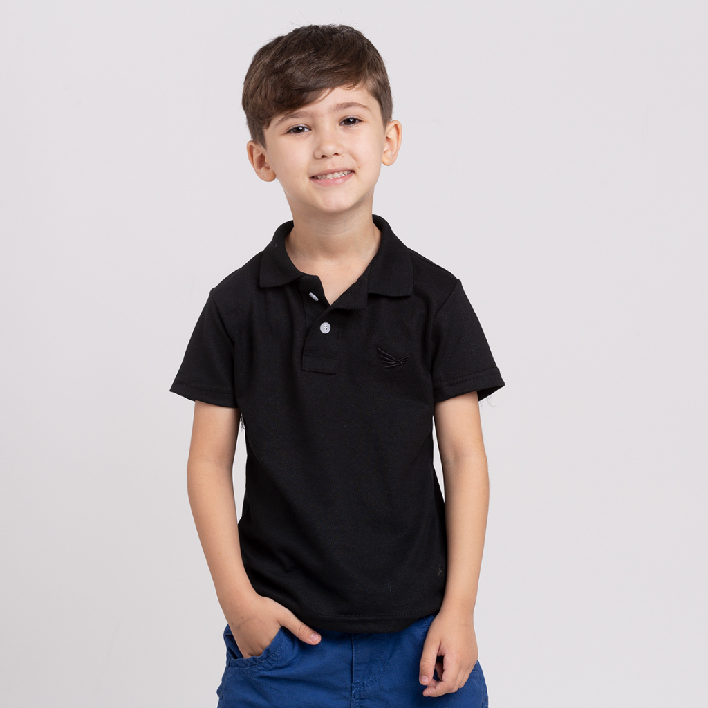 camisa polo infantil piquet algodão manga curta