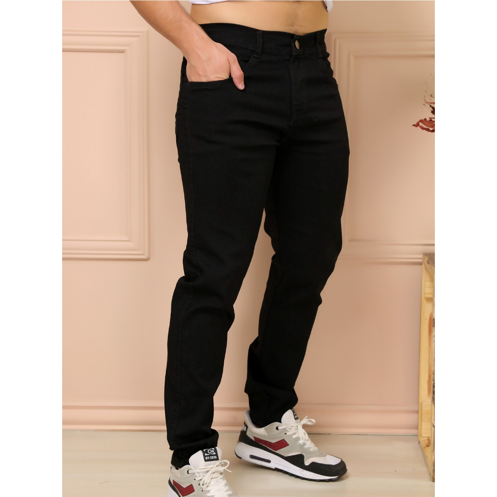 Calça Jeans Skinny Masculina Elastano Preto