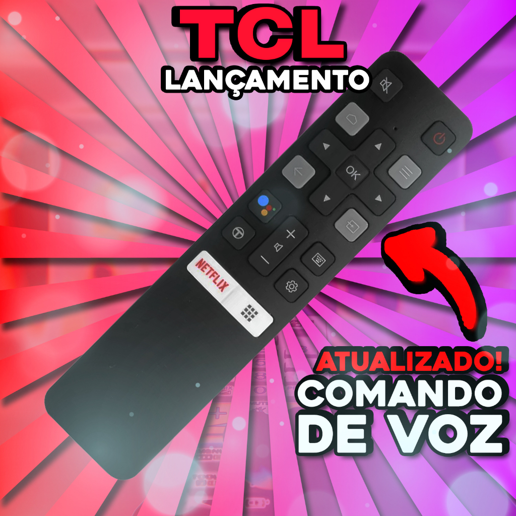 Controle Para Tv TCL COMANDO DE VOZ Smart 4k Netflix Globoplay Com ...