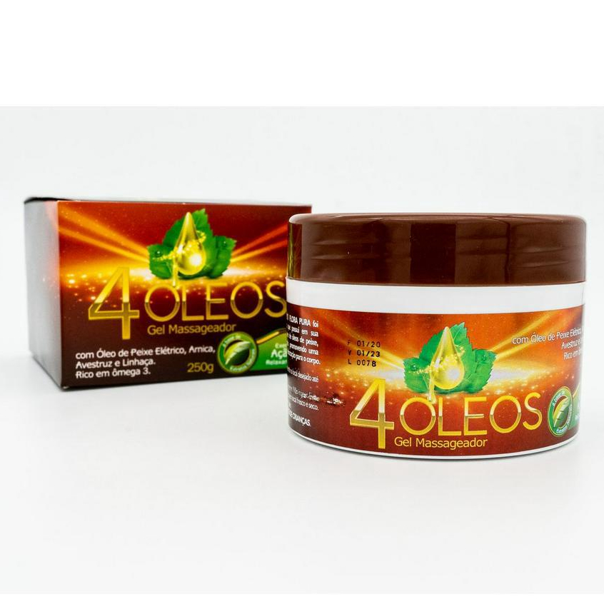 Gel Massageador 4 Óleos 250g Com Óleo de Copaíba, Gergelim