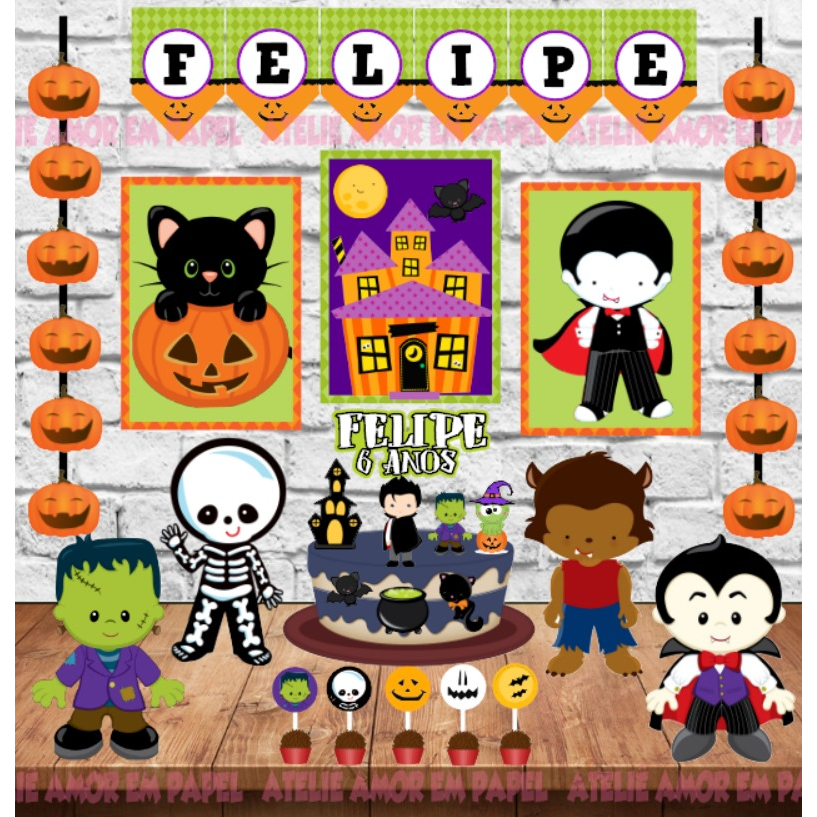 Kit Só Um Bolinho Decoração Festa em Casa Halloween Menino