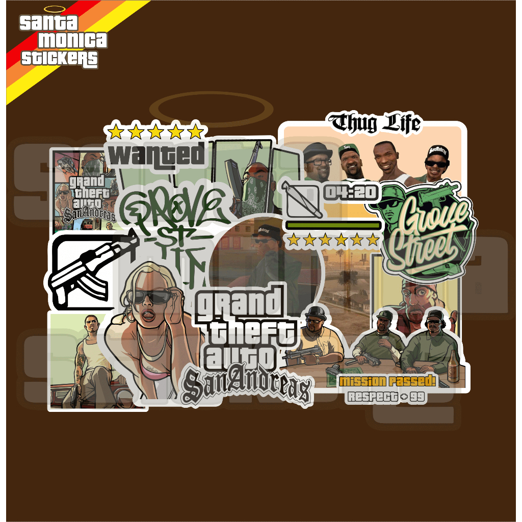 Adesivos do Game GTA Grand Theft Auto San Andreas