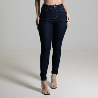 Calça Jeans Escura Feminina Cintura Alta em Promoção na Shopee