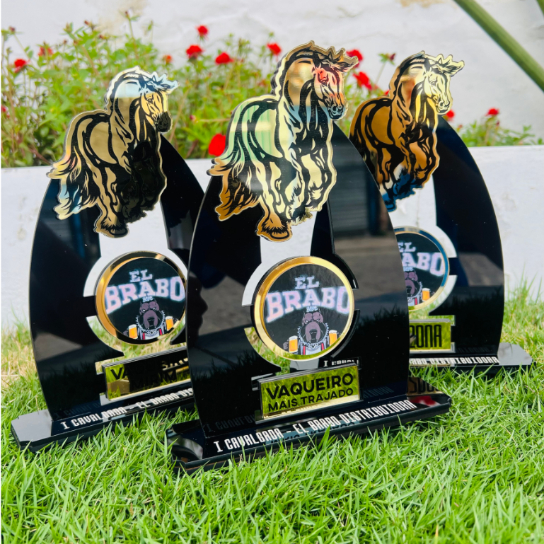 Troféu Para Campeonato De Xadrez Cavalo Preto Luxo Verito