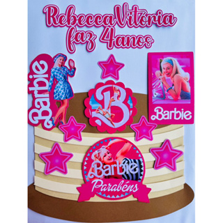 Oblee Marketplace  Topo Topper de Bolo Personalizado Barbie Morena