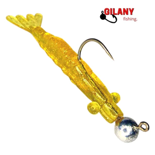 Kit 10 Camarão Artificial 7cm + 10 Jig Head - Gilany Fishing Isca Robalo Tucunare Traira Dourado Xareu Pescada Corvina