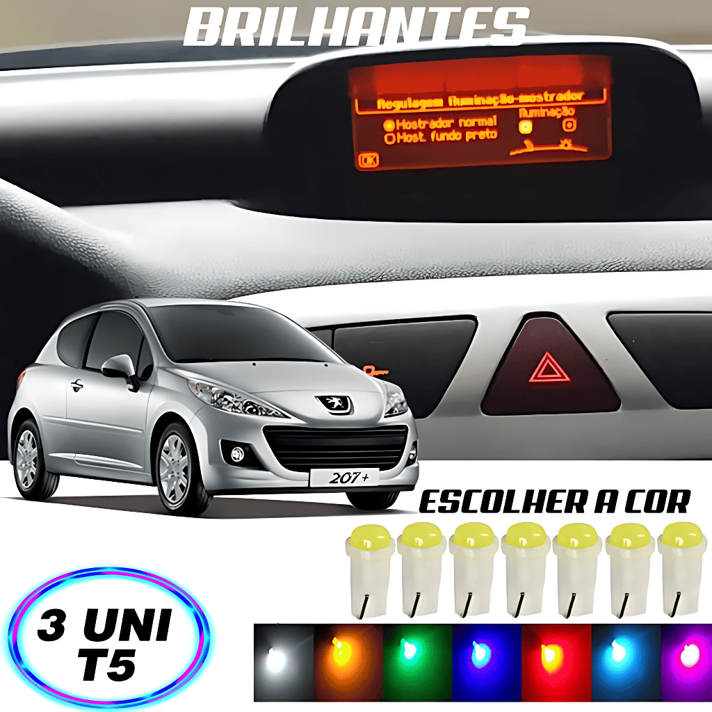 Lâmpada T5 Pinguinho Computador de Bordo Peugeot 206 207 307 3 Peças