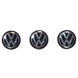 Cartela Emblema 3 Unidades Adesivo Resinado P.U Chave Canivete Logo Volkswagen 14mm Preto