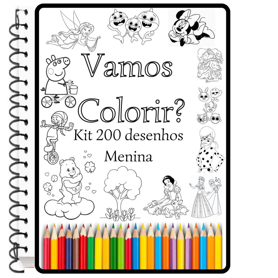 Kit 200 desenhos para Colorir Princesas Em Folha A4 no Shoptime