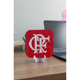 Plaquinha decorativa CRF do Flamengo em alto-relevo para enfeite ou presente.
