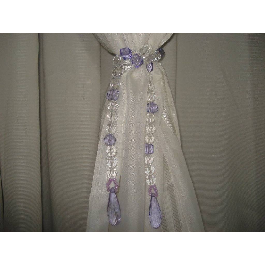 Prendedor de cortina em acrilico lilas com 2 unidades
