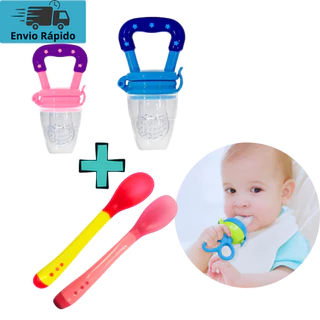 Kit Chupeta Alimentadora Para Frutas + Colher Termosensível