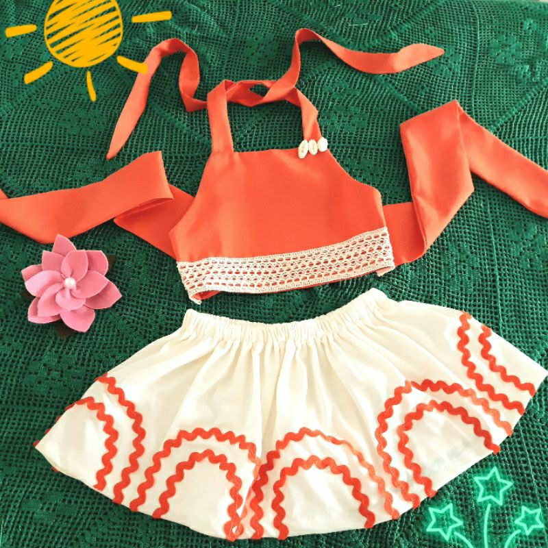 Halloween Fantasia Moana Cosplay Menina Verão Princesa Chique Roupas  Infantis Vouana Roupa Para 2-10Y