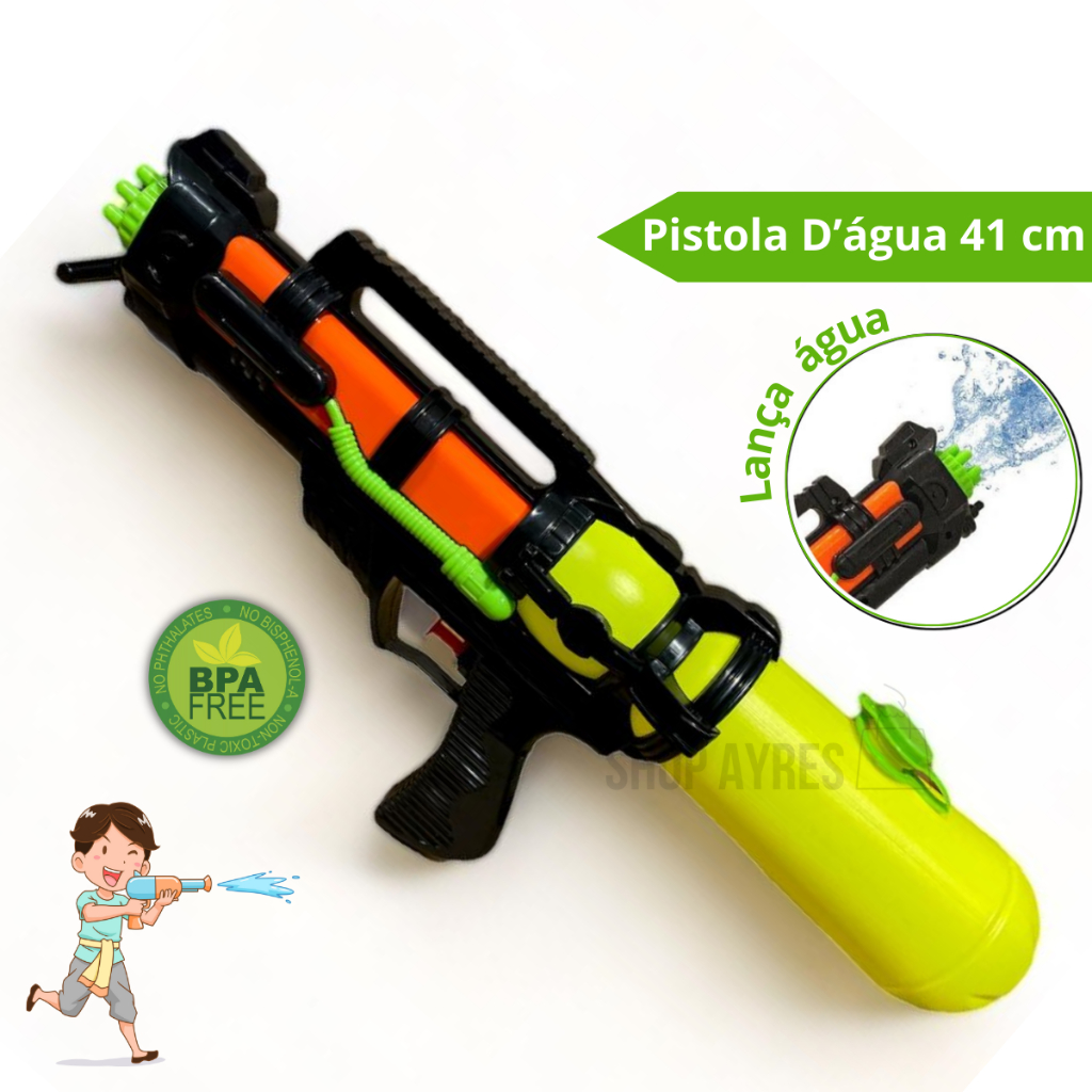 Pistola de água elétrica infantil, 10m de longo alcance, armas