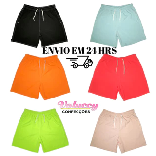 Kit de 3 Shorts Mauricinho Elastano Neon Masculino Mauricinho Adulto Qualidade Surf Praia Piscina Cores Lisas Secagem Rápida Academia Treino