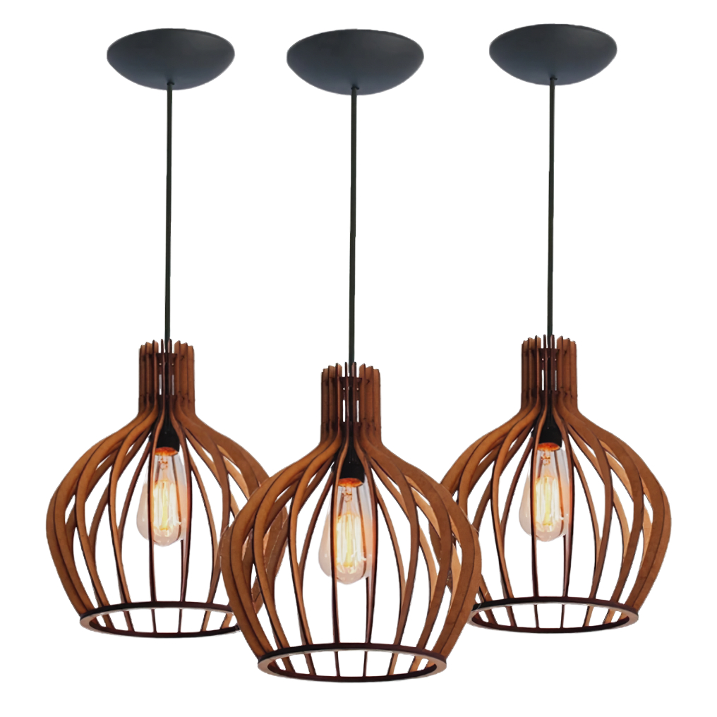 3 Luminaria De Teto Decoração Retro Balcão De Cozinha Americana Cor ...