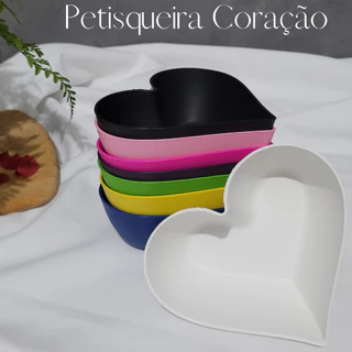 Kit de Petisqueira Coração Com 4, 8 ou 12 Unidades Várias Cores Plástica Pote Sobremesa Cumbuca bowl 300ml.