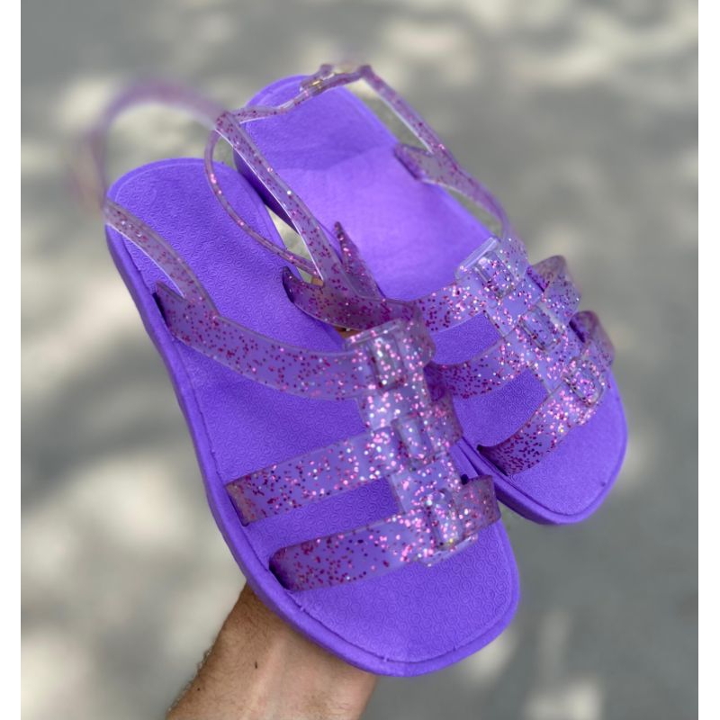 Sandália Feminina Percata Adulto Birken Glitter Rasteirinha Brilho Macia Aranha