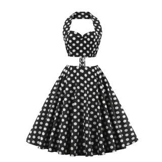 Vestido De Bolinha Anos 60 ou 70 Festa Retrô Vintage Traje Para Baile Fantasia Midi Bolas Poá Evangélico Barato P12