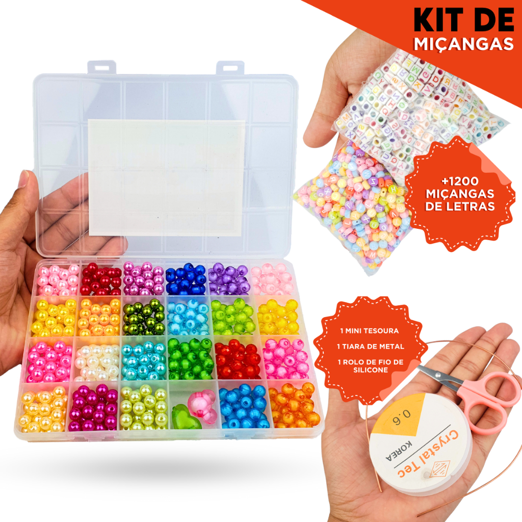 Kit De Fazer Pulseiras De Miçangas C/480 Peças - 12 Nybc