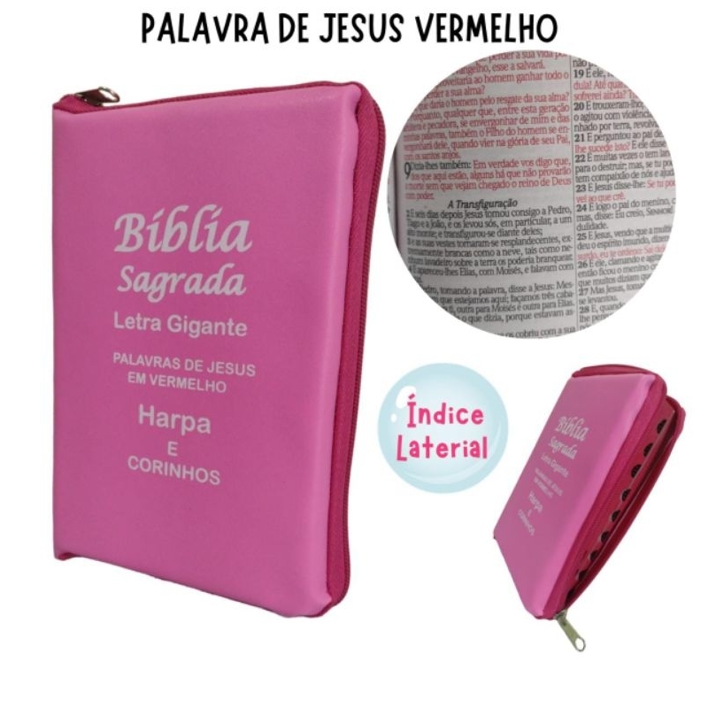 Combo 2 Bíblias Edição De Promessas Letra Grande Com Harpa Palavras De  Jesus Em Vermelho Revista E Corrigida Pink E Rosa