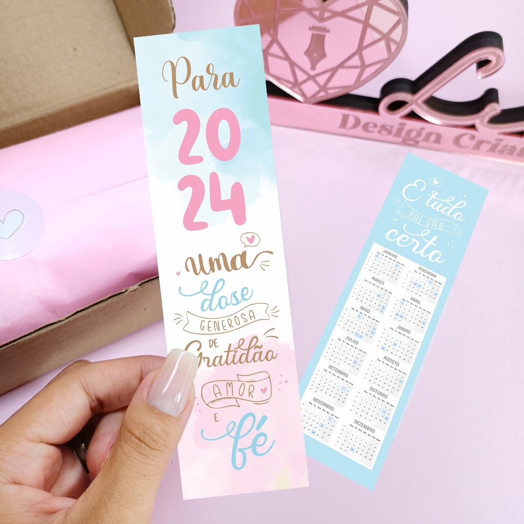Marca página com calendário 2024 - Pronta entrega