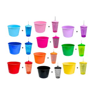 Kit Cinema 10 Balde 1,5l Pipoca + 10 Twister Colorido 400ml