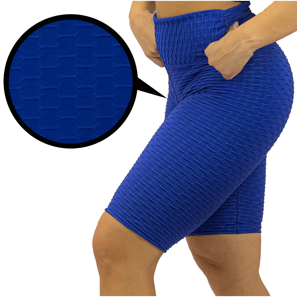 Short Fitness Bolha: Textura Brocado Flocado Feminino - Miss