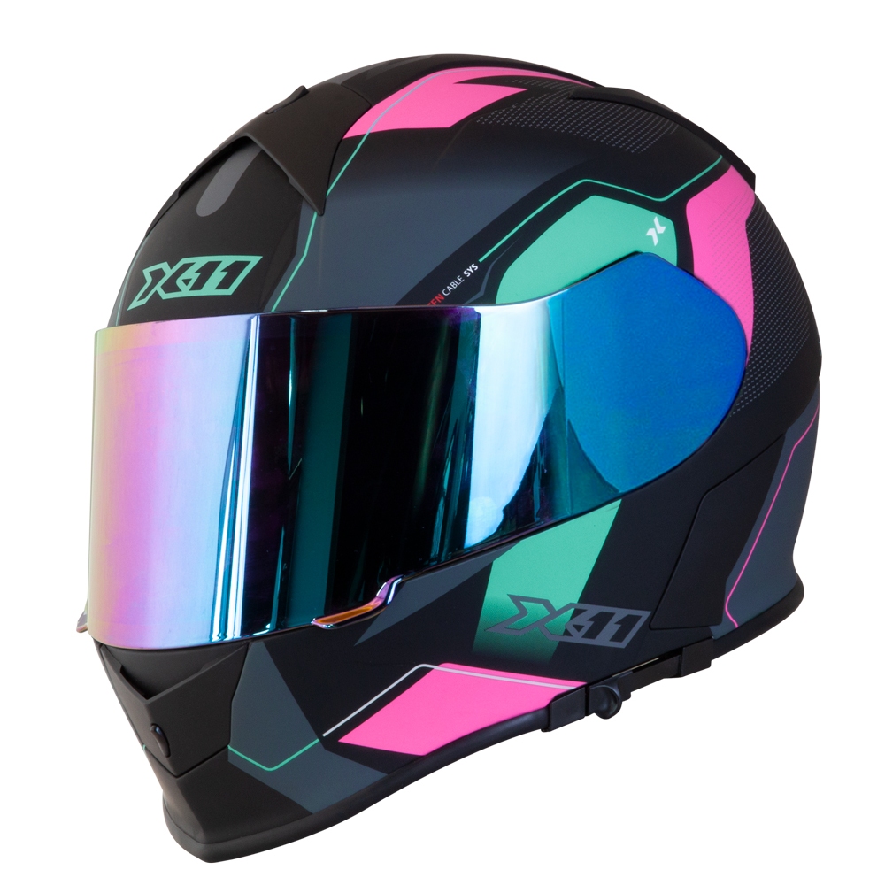 Capacete X11 Revo Pro Flagger 2 Rosa e Azul Fosco | Shopee Brasil