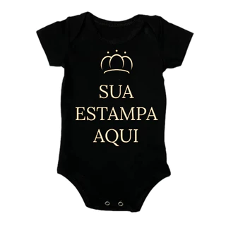 Body Infantil Bebê Preto 100% Personalizado com Arte Opção de Cores e Estampa para Frente e Costas