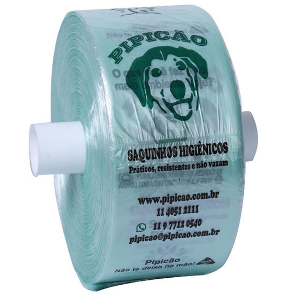 Bobina 1000 Sacos Higiênicos Coleta de Coco de Cachorro Biodegradável Pipicão