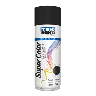 Tinta Spray Tekbond Supercolor Preto Fosco Uso Geral 350ml