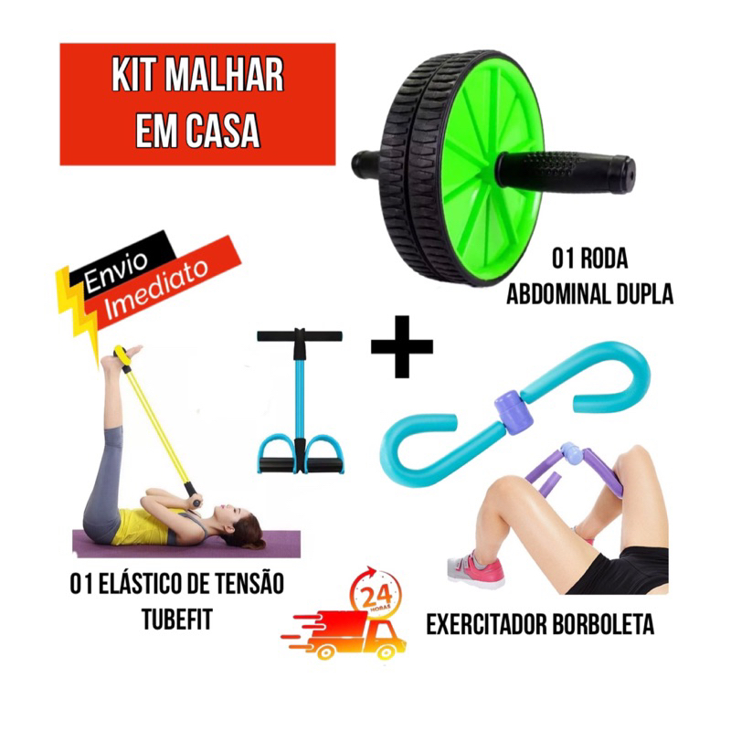 Kit Malhar em Casa 1 Tubefit e ou 1 Roda Abdominal Dupla e ou Aparelho ...