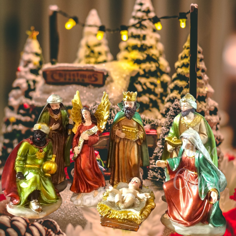 Presépio de Natal 17 cm grande decoração natalina pinheiro árvore de ...