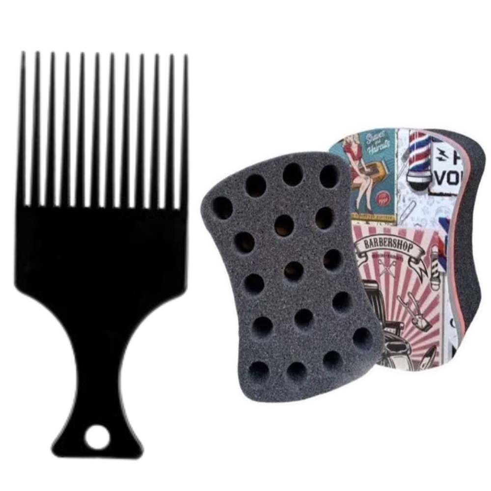 Esponja Nudred E Pente Garfo Black Power Cabelo Crespo Afro | Shopee Brasil