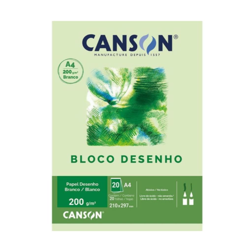 Bloco Papel Canson Desenho Branco 200g A4 20 Folhas Shopee Brasil 0774