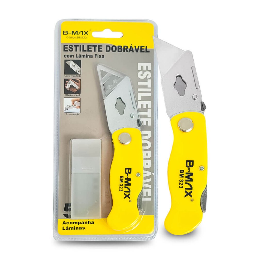 Estilete Dobrável Metal Reforçado Trapezoidal C/ 5 Lâminas