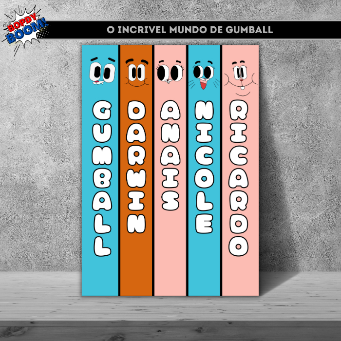 Personagens Decorativos O Incrível Mundo de Gumball em mdf