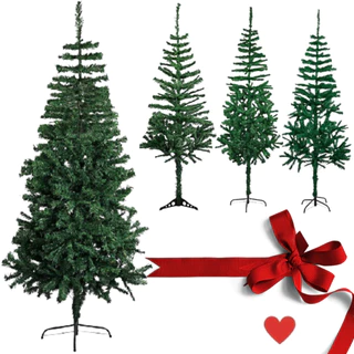 Árvore de Natal Pinheiro Verde Natalino Tradicional de Luxo c/ Base e Galhos 1150/750/450/380/320/260/200