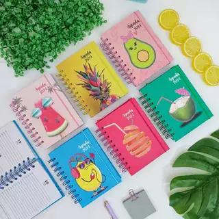 Agenda Permanente e 2025 Espiral Frutas Coloridas 104 mm x 142 mm 160 Folhas - Interponte