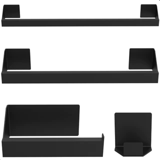 Kit Acessórios Para Banheiro Preto 4 Peças Master Slim DF