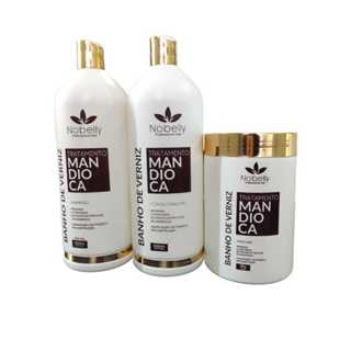 Kit Shampoo + condicionador + Hidratação 1kg Tratamento Capilar Mandioca