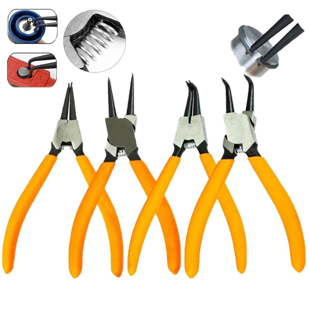 Jogo De Alicate Para Trava Anel 4 Peças Interno Externo