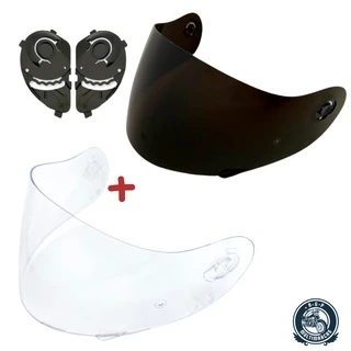 Kit Combo Viseiras Capacete Peels Spike Cristal + Fumê + Par De Reparo Fixador Lateral